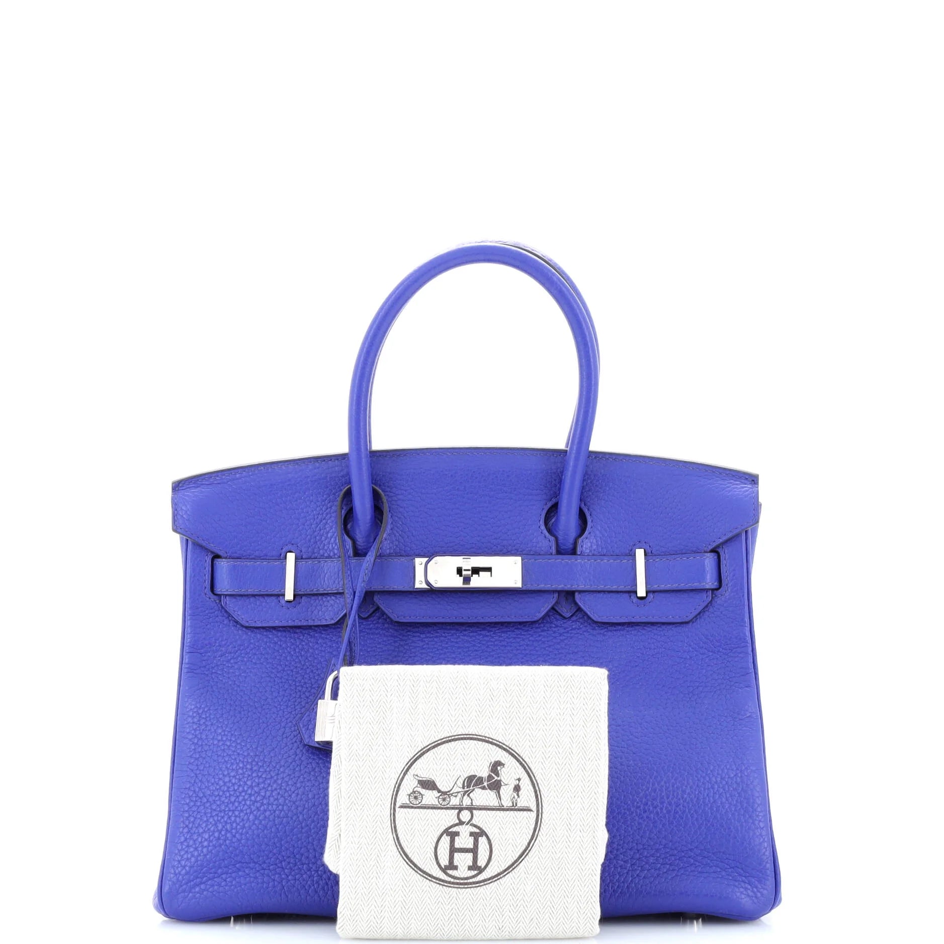 Pre-Owned Birkin Handbag Bleu Electrique Clemence with Palladium Hardware 30