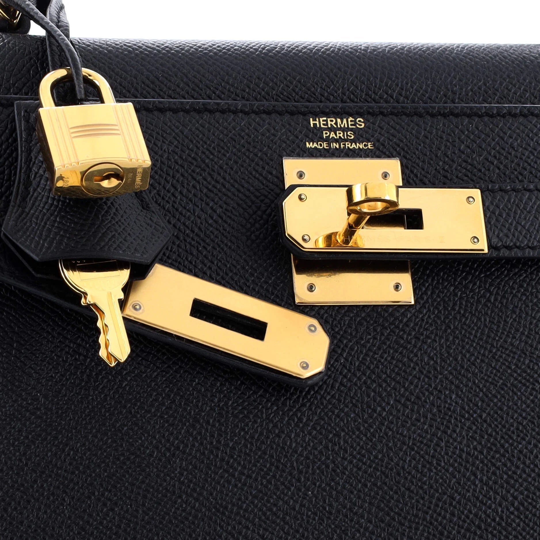 Pre-Owned Kelly Handbag Noir Epsom with Gold Hardware 28 By