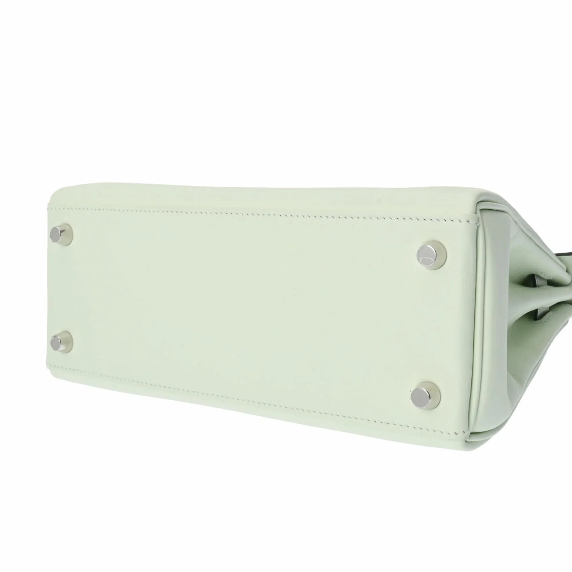 Pre-Owned HERMES Kelly 25 Inner Stitching Vert Fizz Palladium Hardware - U Stamp (Around 2022) Women's Swift Handbag (Good)