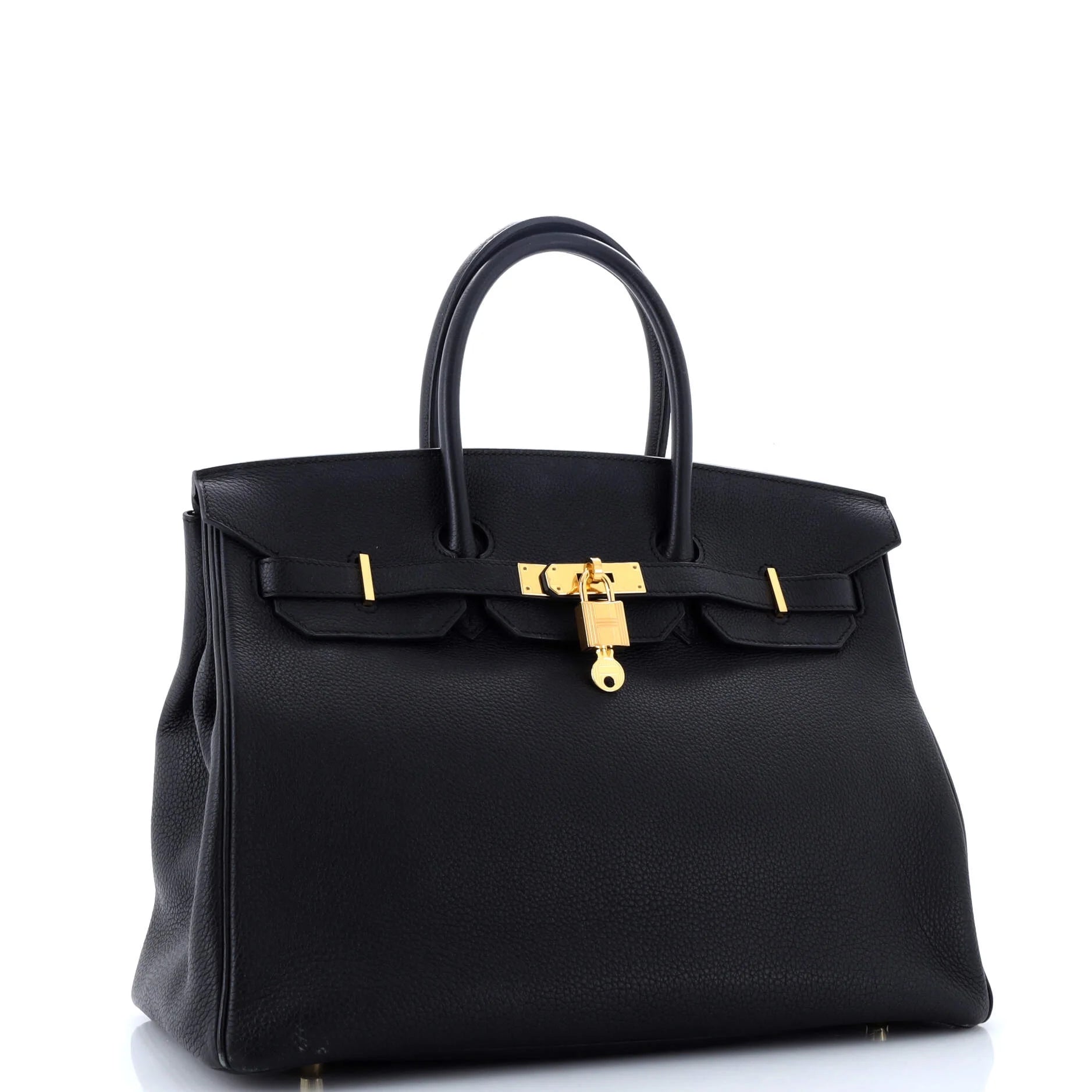 Pre-Owned Birkin Handbag Noir Togo with Gold Hardware 35