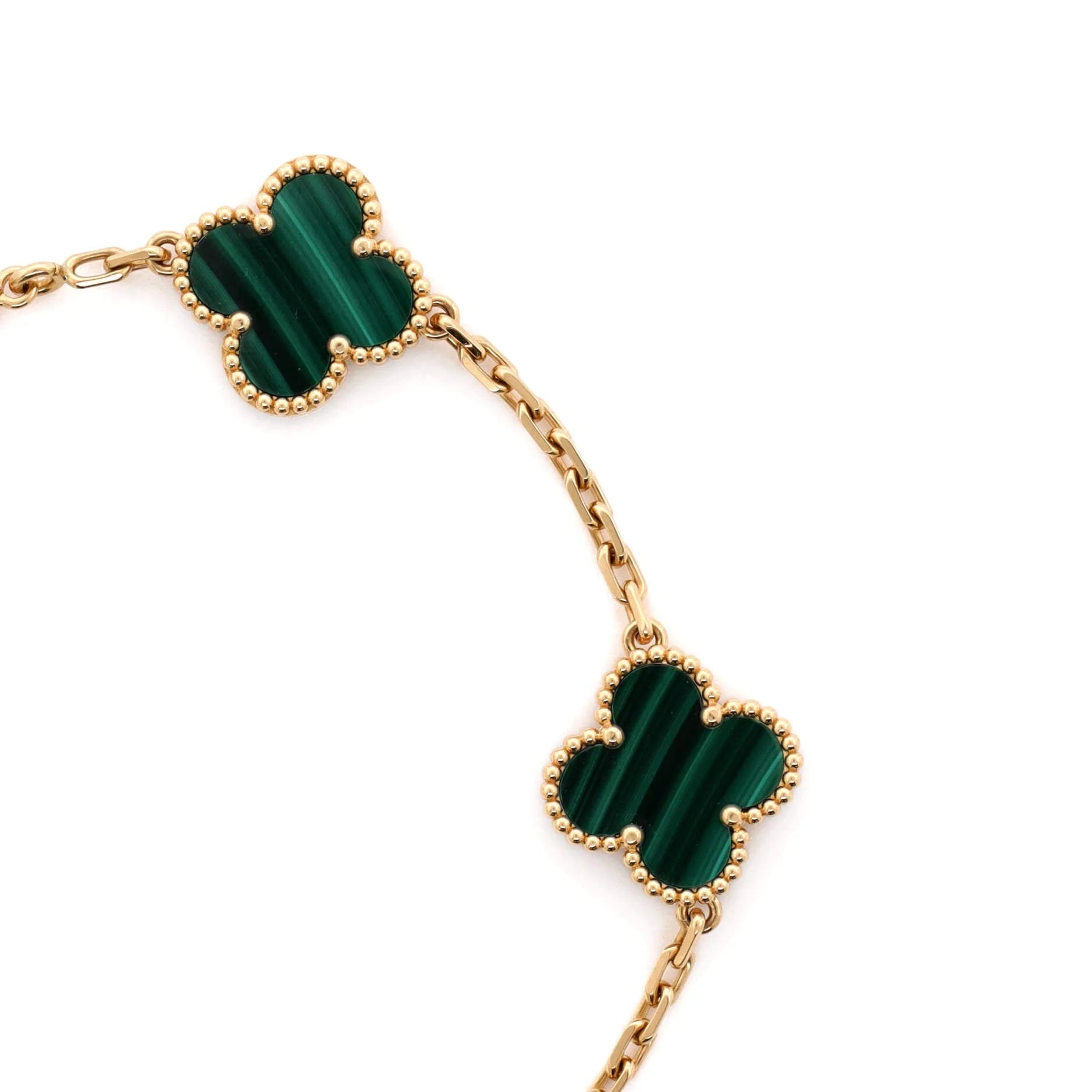 Pre-Owned Vintage Alhambra 5 Motifs Bracelet 18K Yellow Gold and Malachite