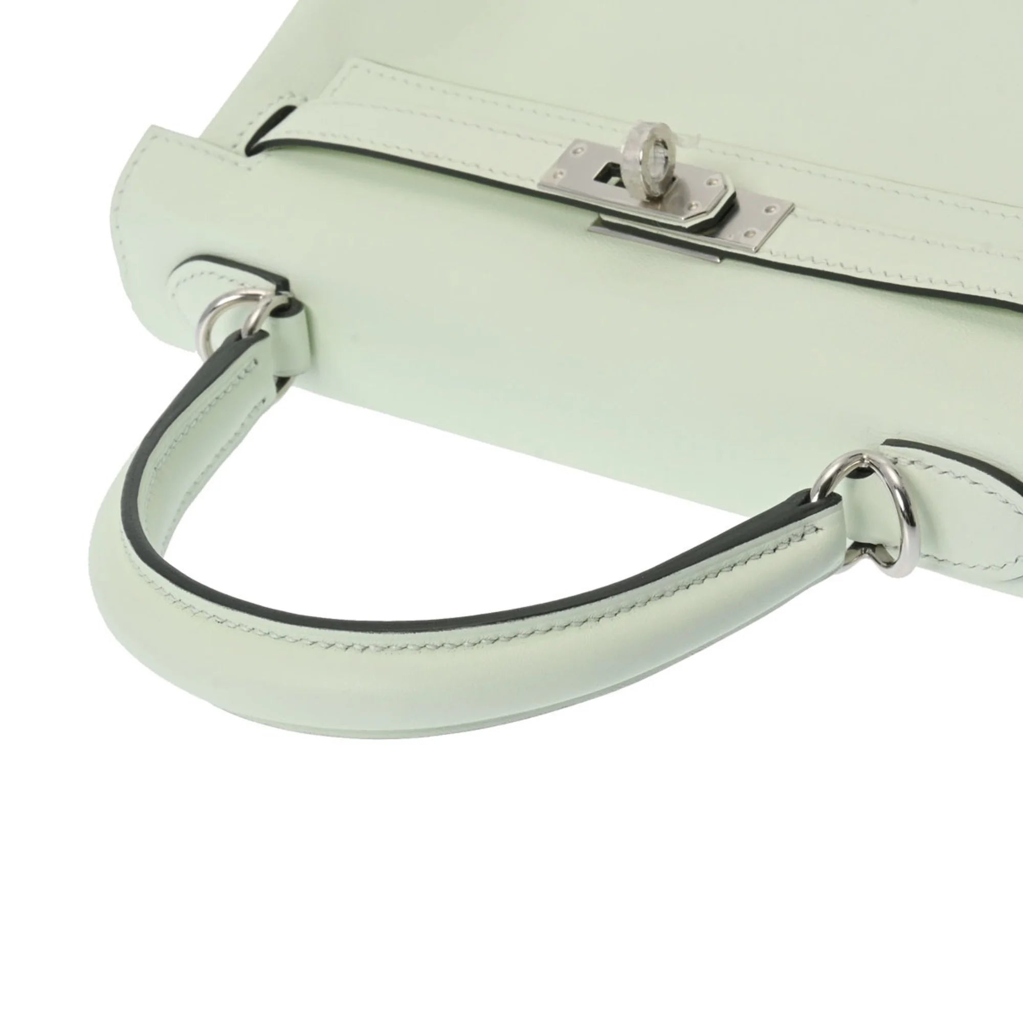 Pre-Owned HERMES Kelly 25 Inner Stitching Vert Fizz Palladium Hardware - U Stamp (Around 2022) Women's Swift Handbag (Good)