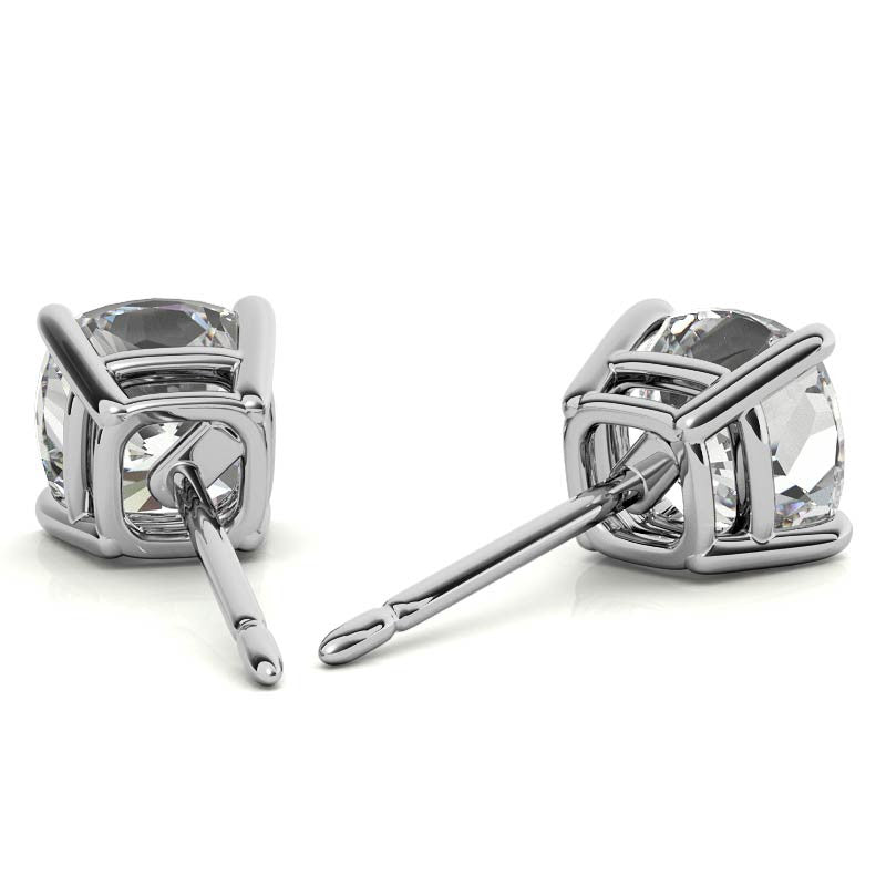 4.00 CTW Lab Created Moissanite Cushion Cut Stud Earrings in Sterling Silver - 8mm Stones-3