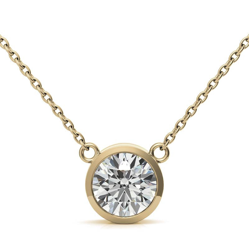 AGI Certified 2 CTW Round Brilliant Lab Grown Diamond Bezel Pendant in 14K Gold-5